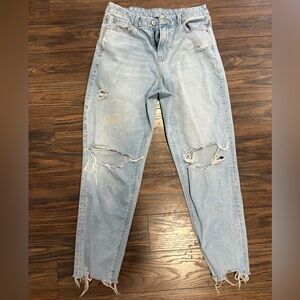 American Eagle Mom Jeans - Light Blue Distressed Women's Strigid